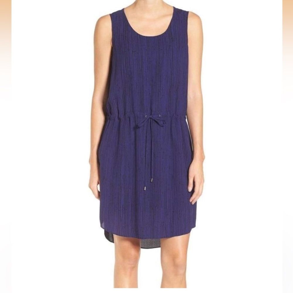 Eileen Fisher silk dress nautical coastal beachy lagenlook